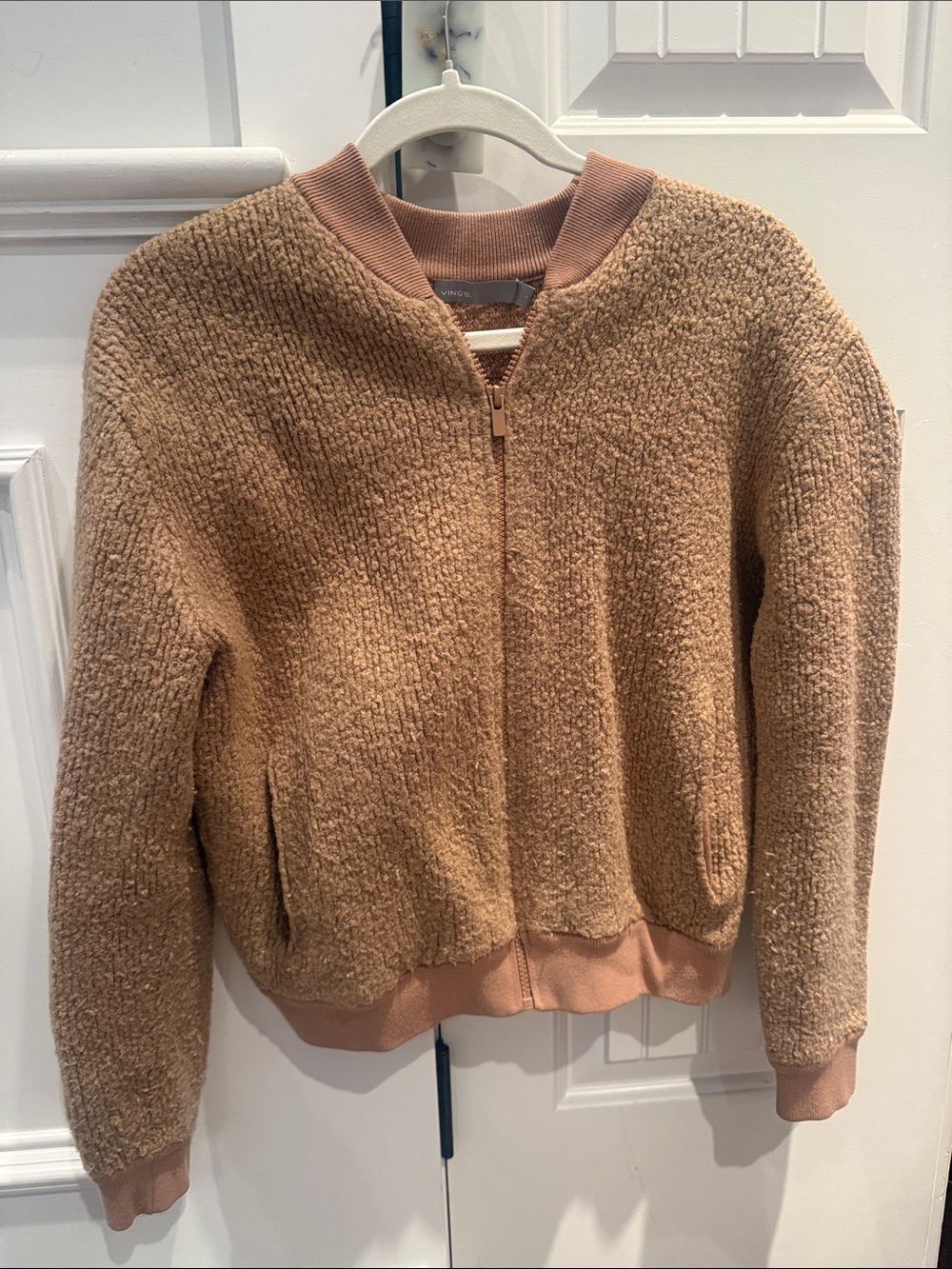 Vince Teddy Zip-Front Jacket in Camel Brown